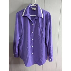 QVC Susan Graver style womens S indigo long sleeve button front big shirt top
